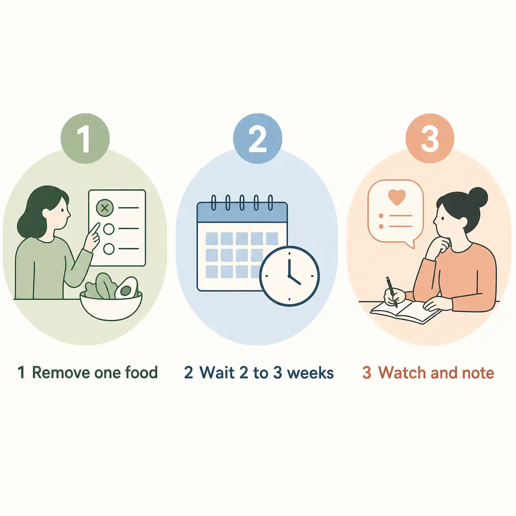 A mum keeping simple notes to test whether one food is bothering her baby
