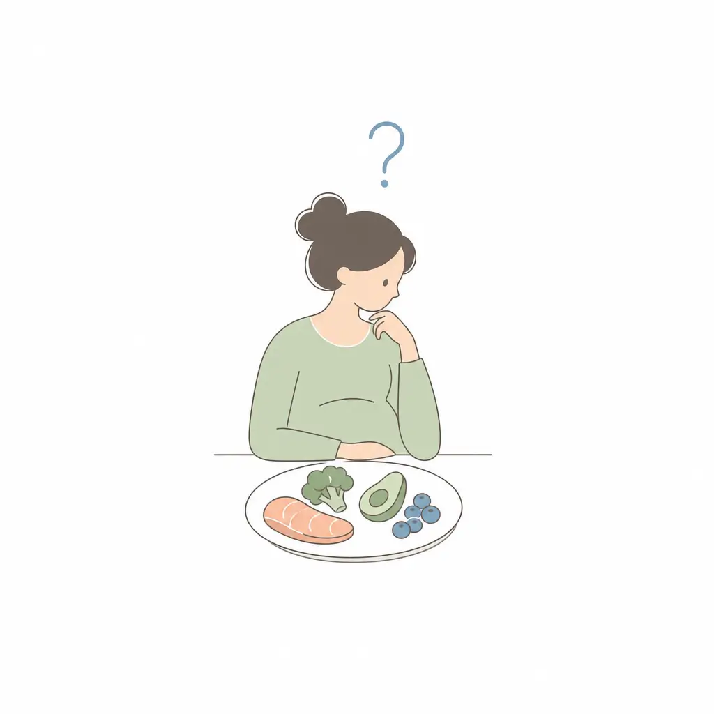 Breastfeeding mother eating a balanced, varied meal