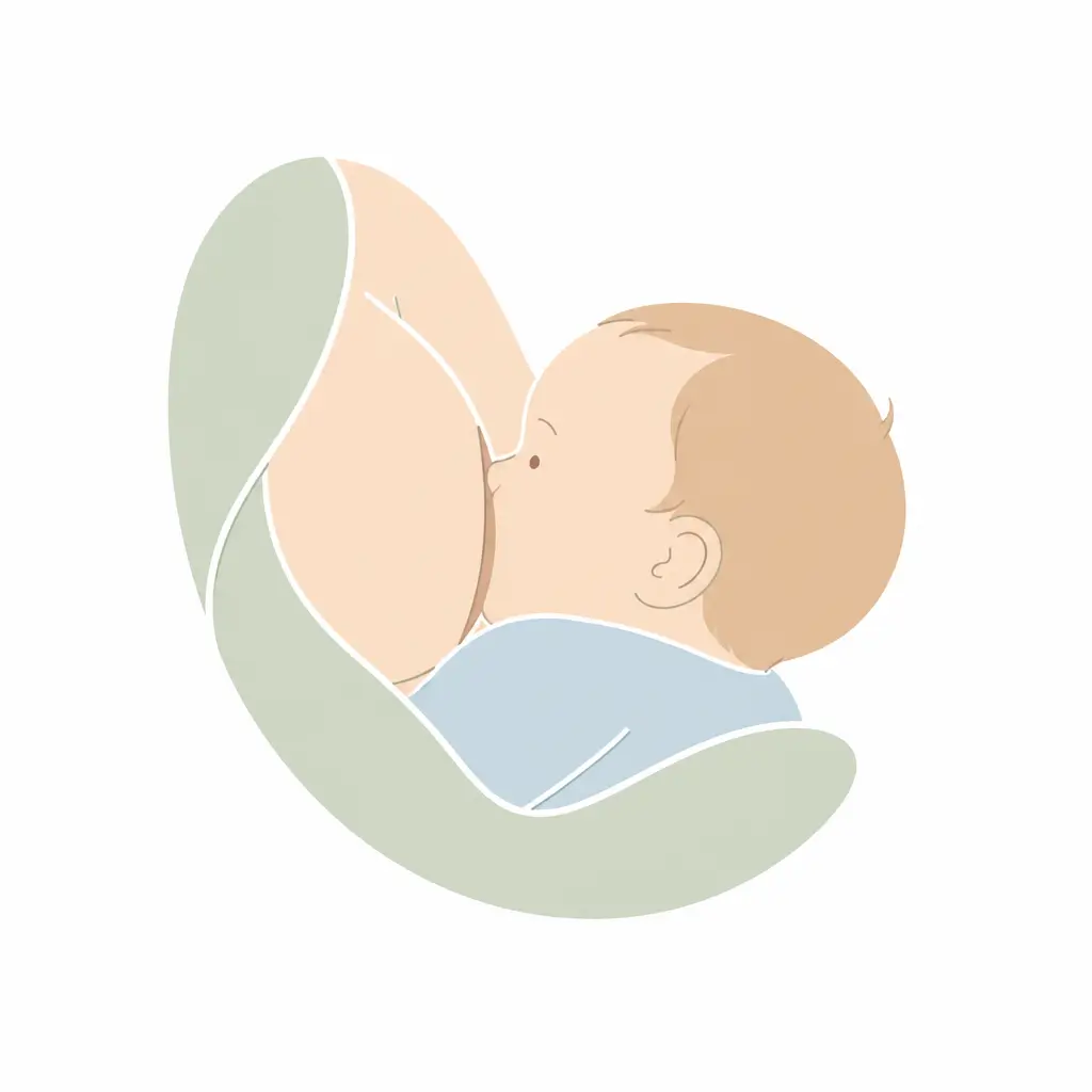 Close-up of a baby latching deeply at the breast