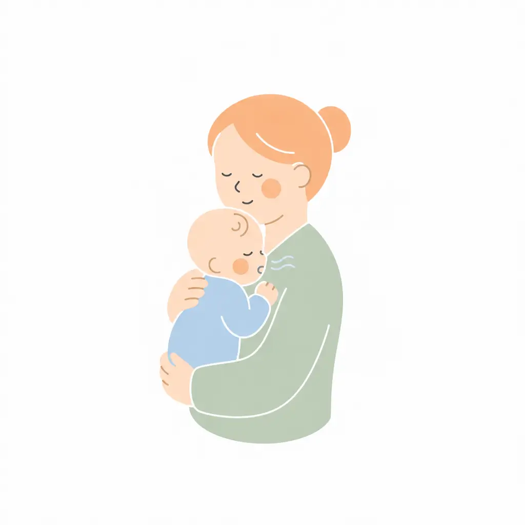 Baby held upright after a feed to ease reflux