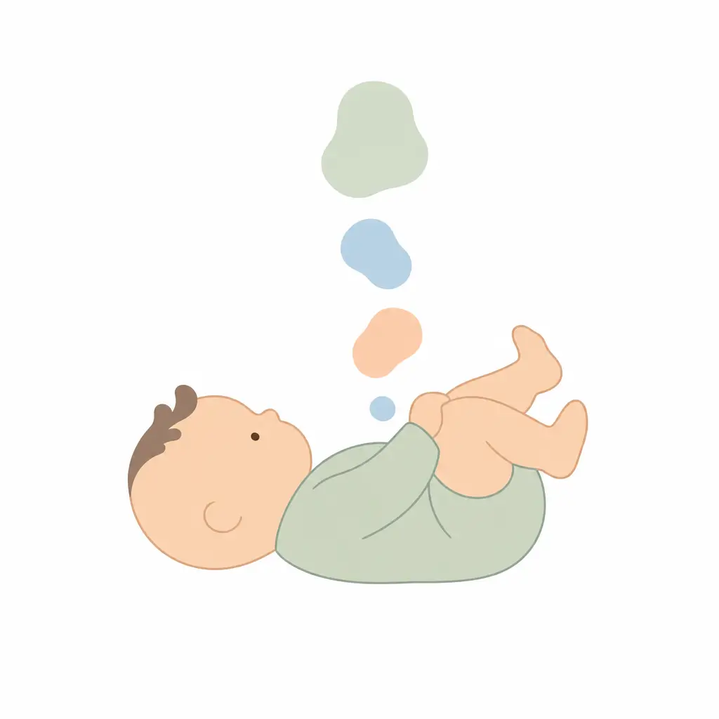Gassy baby with a bloated tummy being burped