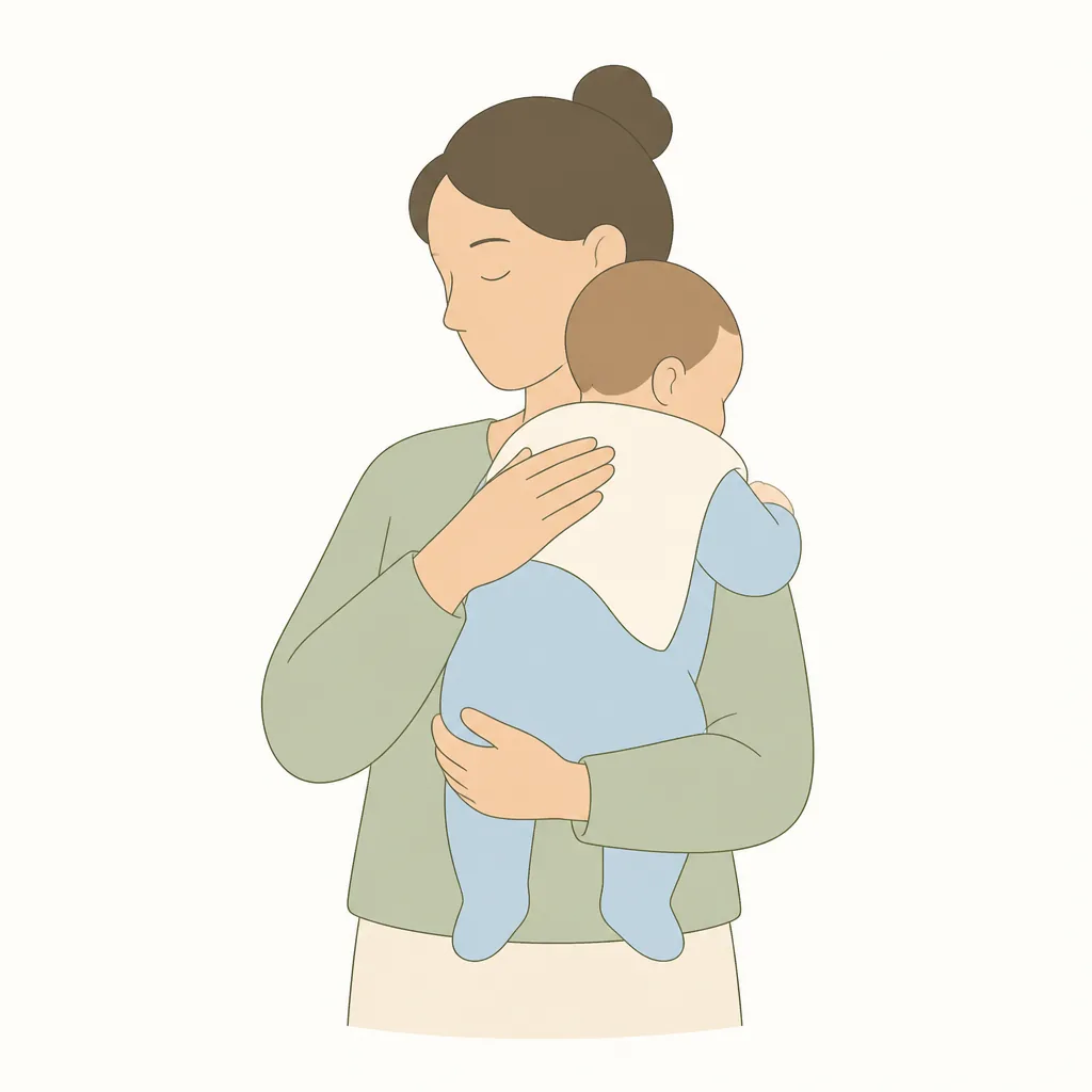 Parent burping a baby over the shoulder to release wind