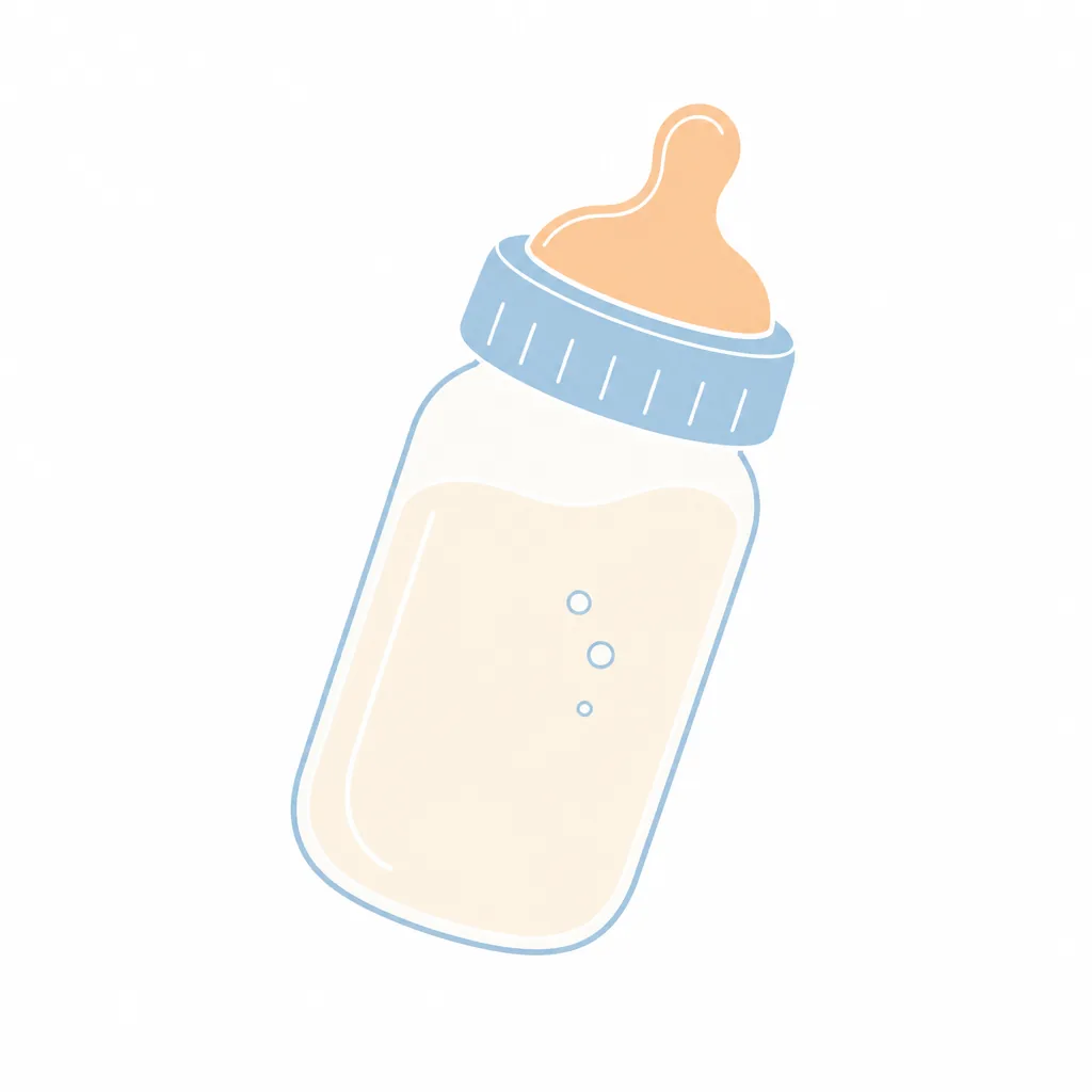 Baby bottle held upright to reduce swallowed air at feeds