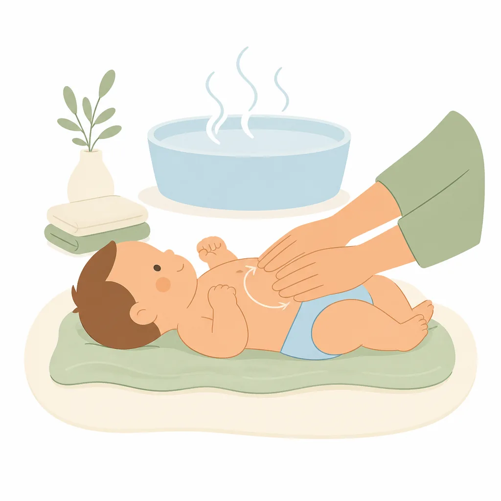 Warm bath and gentle tummy massage for a colicky baby