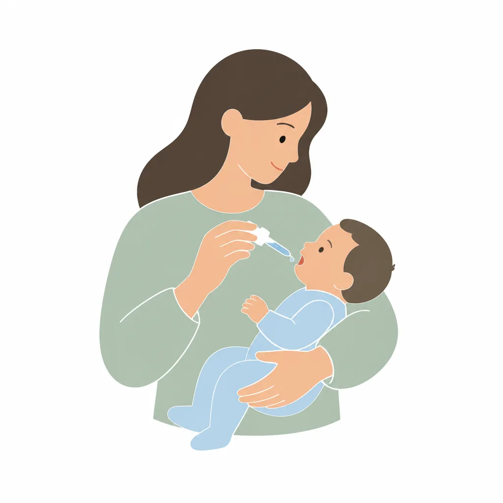 Giving a colic mix by mouth with the supplied measure