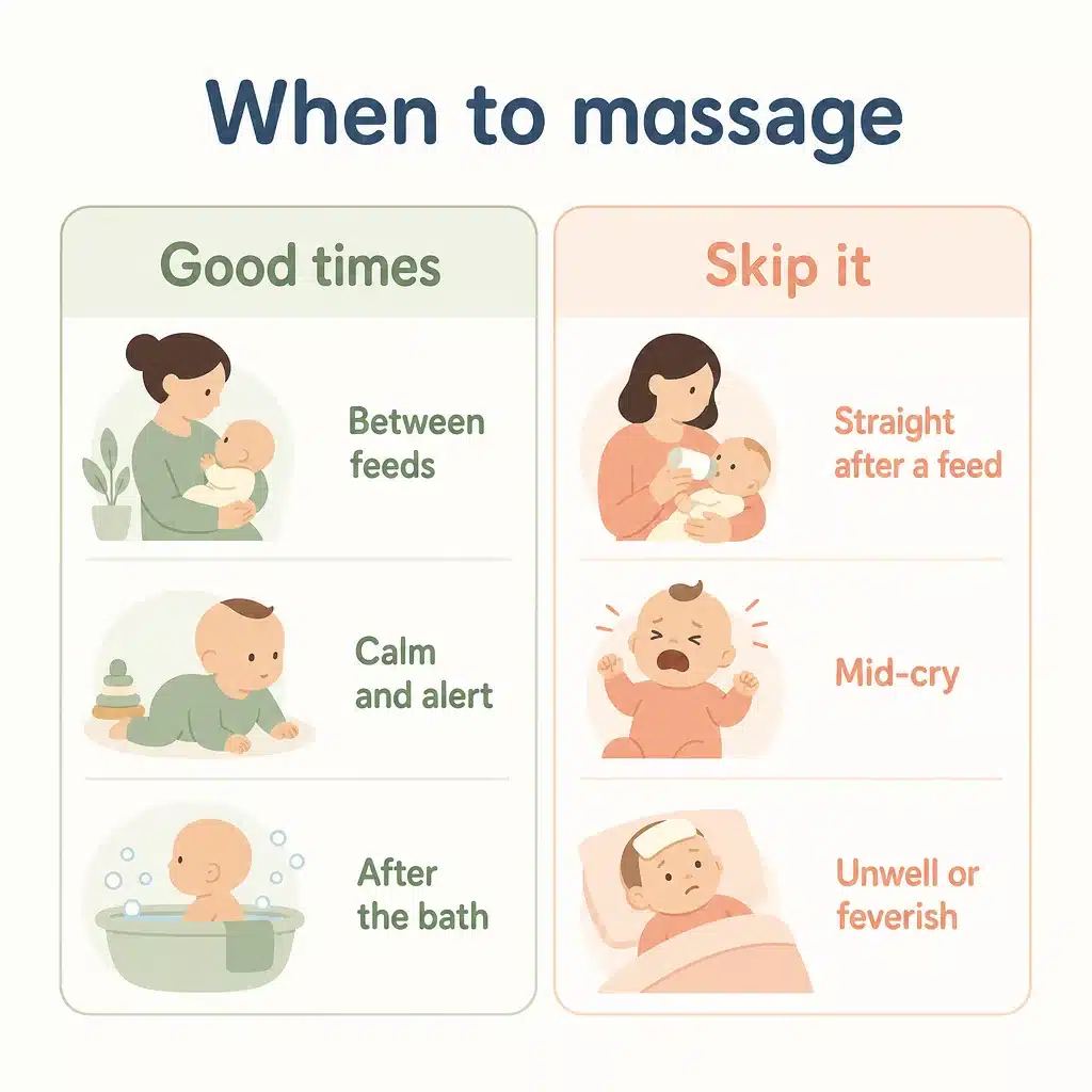 When to massage a baby for wind: good times and times to skip it