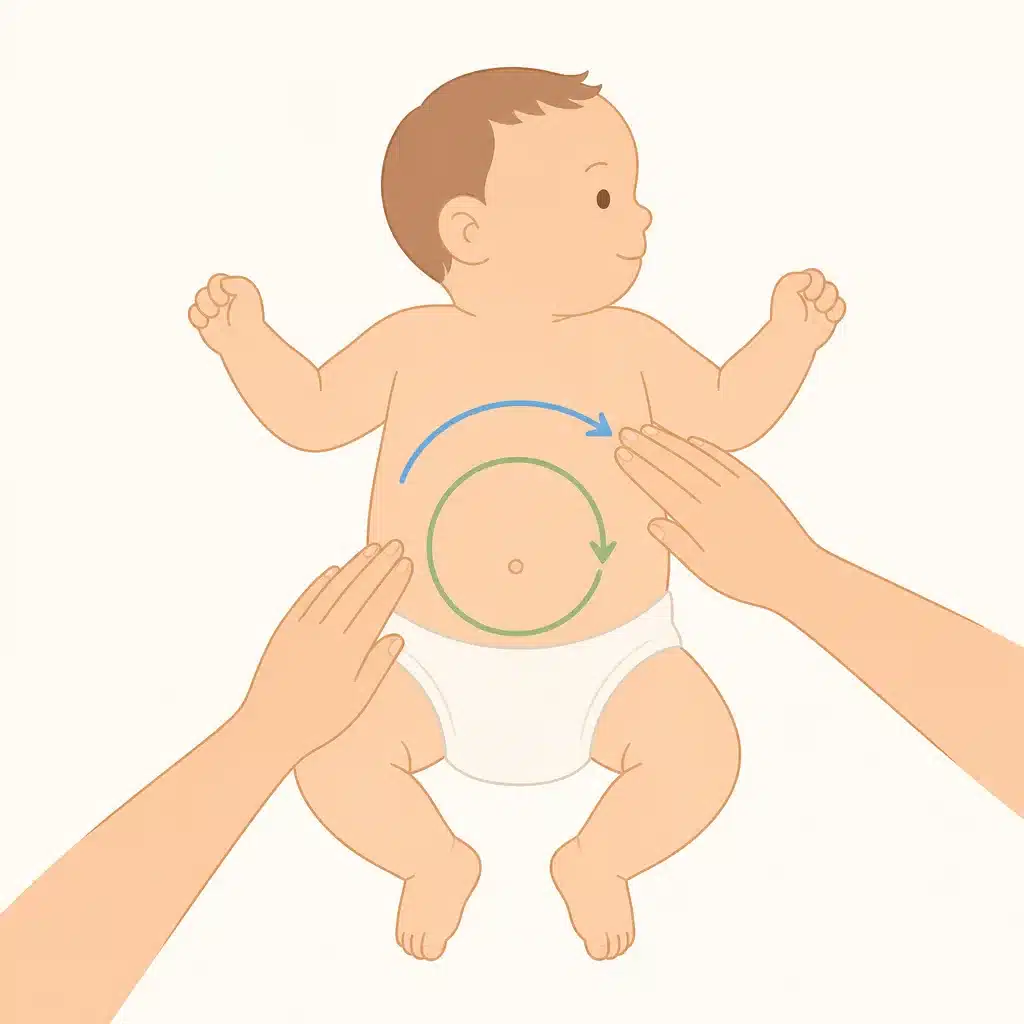 The sun and moon clockwise tummy massage stroke