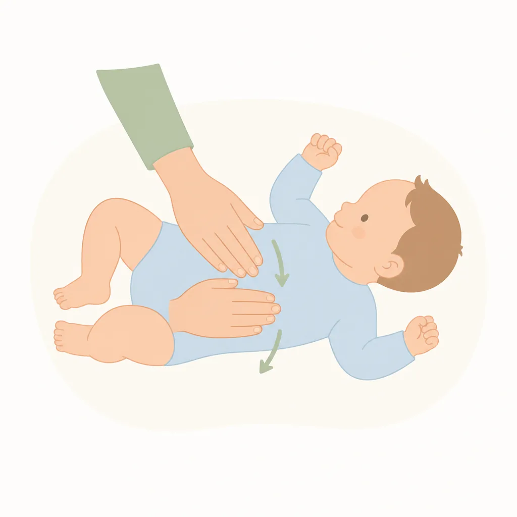 The water wheel stroke: hands paddling down a baby's tummy