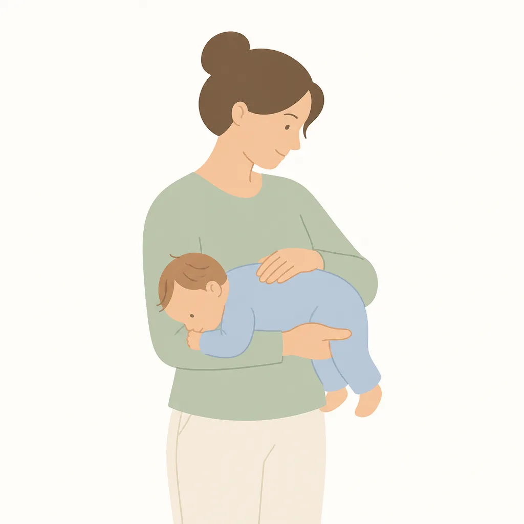 The colic carry: baby held tummy-down along a parent's forearm