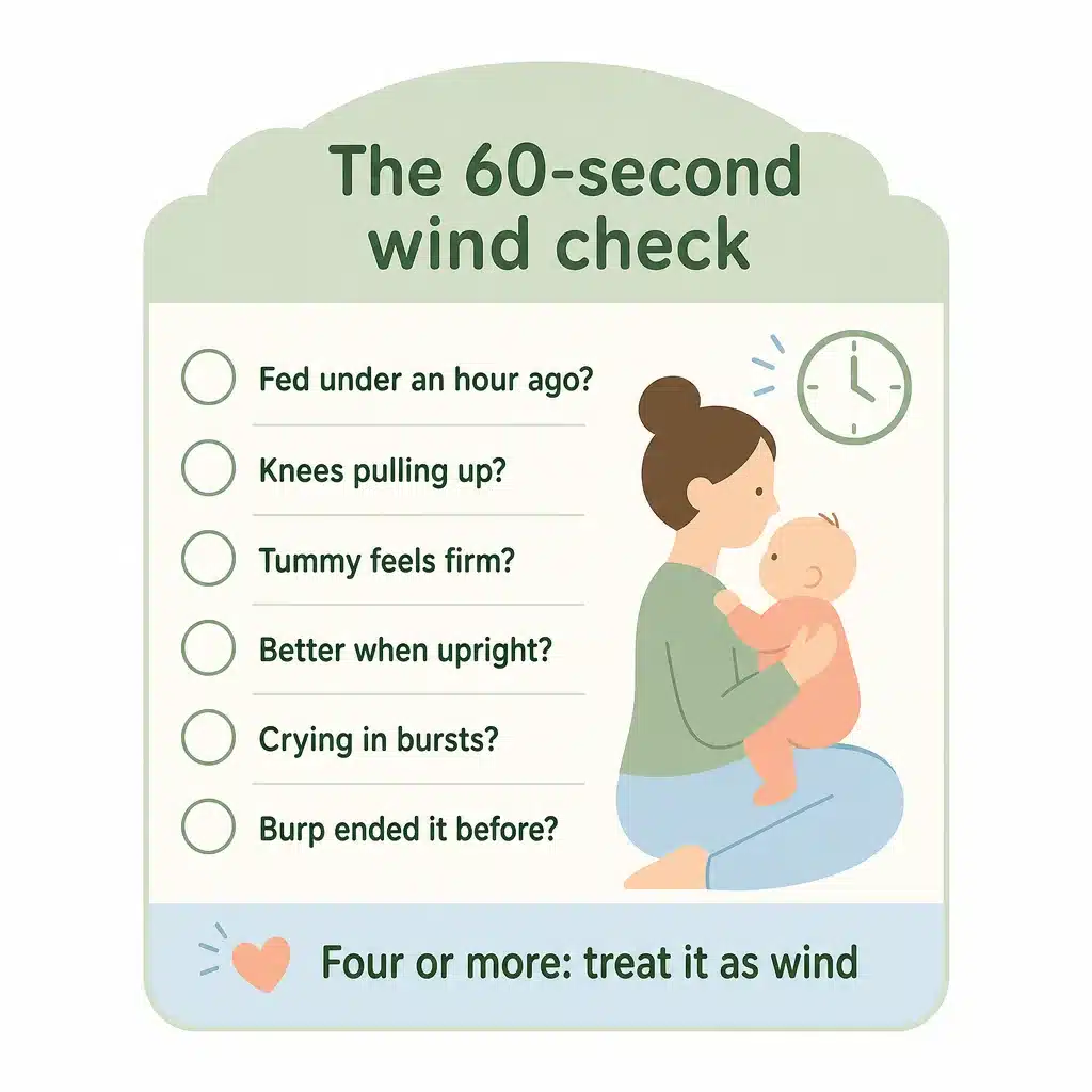 The 60-second wind check for a fussing baby