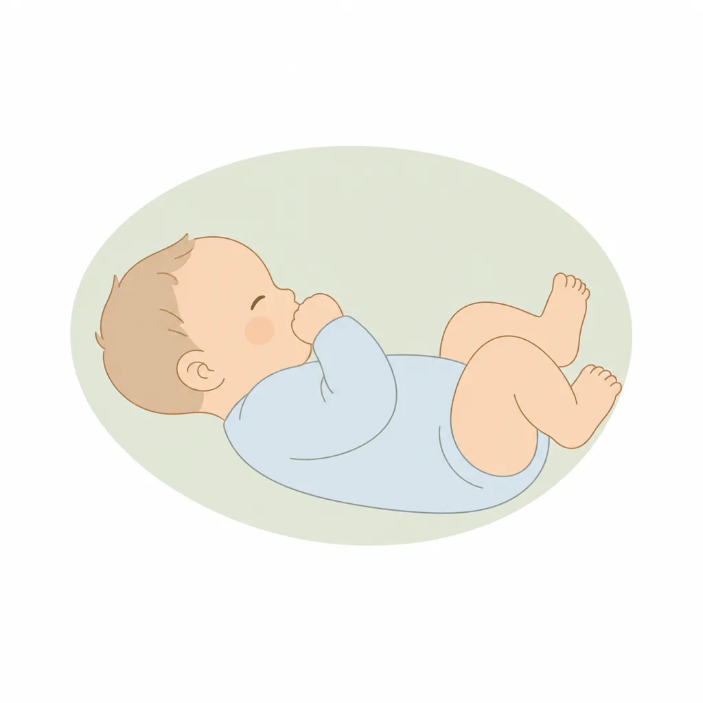 Baby lying on their back sucking on their hand to self-soothe