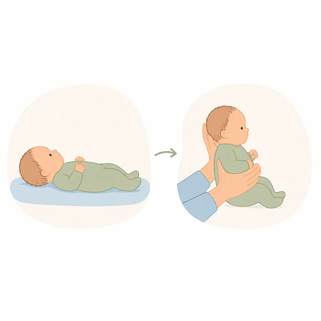 Laying a baby flat on their back, then sitting them back up to move a stuck burp