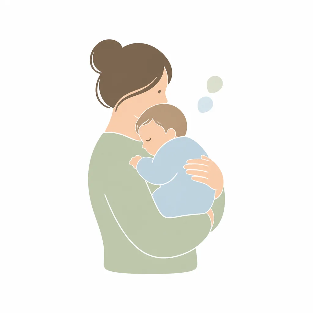 Mum holding her baby upright against her chest after a breastfeed