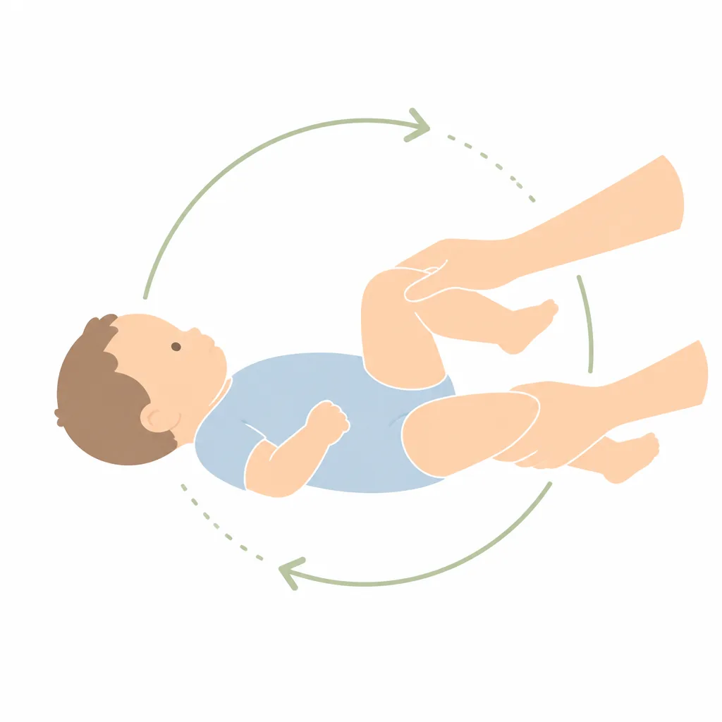 Bicycle legs: gently cycling a baby's legs to release trapped wind