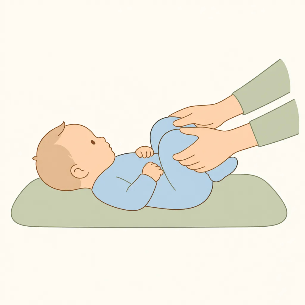 Knees to tummy: gently pressing a baby's knees up towards the tummy